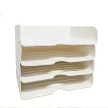 1pc Transparent Desktop File Organizer Rack, Acrylic A4 Paper Storage Box, Office Supplies Holder