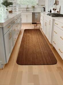 1pc Faux Wood Grain Design Kitchen Mat, Brown Wooden Texture Background, Absorbent Non-Slip Kitchen Carpet, Water & Oil Absorbent, Quick Dry Kitchen Floor Mat, Indoor Entrance Doormat, Odorless Soft Thick Kitchen Floor Pad, Small Kitchen Rug, Non-Slip Kitchen Decor Carpet, Easy To Clean Entryway Welcome Mat, Suitable For Living Room, Dining Room, Kitchen, In Front Of Sink - Multicolor - View 3