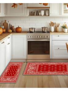 1/2/3 Stücke vintage rote Memory-Schaum weiche Bodenmatte, rutschfester dekorativer Küchenteppich und Badezimmermatte, geeignet für Heim- und Raumdekoration