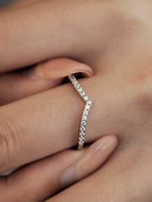 1pc Luxury S925 Sterling Silver V-Shaped Vita Chroma Ring With 12 Birthstones, Suitable For Women, Wedding, Gift For Girlfriend, Holiday - V-shaped - View 9