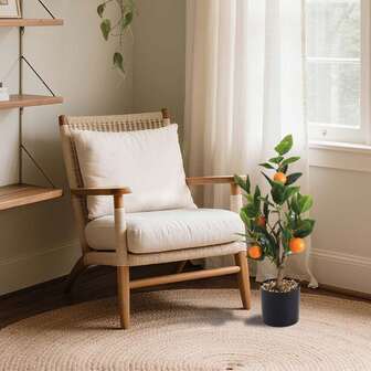 1 pieza/2 piezas Árbol de naranja artificial de material simulado con fruta completa, el diseño del árbol está naturalmente estirado y los detalles son tan realistas como los árboles reales, que pueden decorar el hogar. Árbol de naranja artificial con maceta negra, planta de fruta artificial para decoración interior, altura de 60 cm/23.6 pulgadas opcional, adecuado para la decoración del hogar en las cuatro estaciones.