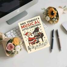 1 pezzo Biglietto di auguri musicale natalizio, Babbo Natale che suona il piano - Regalo natalizio, adatto agli amanti della musica, Natale, design rosso e bianco, include busta rossa e messaggio "Buon Natale", perfetto per celebrazioni natalizie, Biglietto di Natale | Tema musicale | Illustrazione dettagliata, Biglietto di Natale