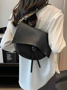 Damska, nowa, jednokolorowa, miękka, skórzana, modna, swobodna, regulowana torba na ramię z PU, lekka, listonoszka