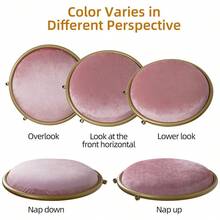 UNHO Fashion Vanity Stool 1PC Metal Frame Bowknot Backrest Pink Dressing Makeup Chair Seat - Pink - View 7