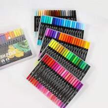 120 PCS Dual Markers Brush Pen Fine Double Tip Point Art Marker For Adult Coloring Hand Lettering Writing Planner Journal Note Calligraphy Drawing Art Craft School Supplied