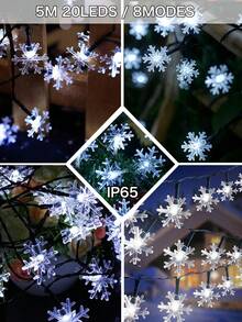 Solar Powered Snowflake String Lights -Twinkle / Flash / Steady 8 Modes,5m/7m/12m Outdoor Waterproof Fairy Lights,Snowflake Pendant Led Light String For Christmas / Xmas / Holiday Decoration ,Garden / Patio / Gazebo / Balcony / Yard / Window / Tree Christmas & Winter Decoration - Black - View 14