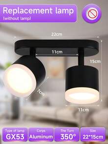 CANMEIJIA GX53 Base Rotatable 350° LED Recessed Ceiling Light, Dual/Triple Head Wall Lighting Fixture, Suitable For Home, Living Room, Kitchen, Dining Room, Bedroom, Attic, Store, Cafe, Restaurant, Corridor - GX53 Lamp Holder (rotatable Horizontally 350° and Vertically 90°) - View 12