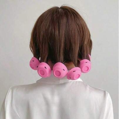 30/20/10/1个粉色和蓝色硅胶卷发器，专为无热损伤设计，小巧便携，易于使用，打造自然波浪和刘海，适合短发至中长发，居家旅行皆宜。