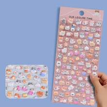 Pegatinas 3D de dibujos animados lindos, pegatinas 3D de estilo japonés adorables con burbujas, pegatinas de diario creativas en relieve, pegatinas decorativas hechas a mano con gemas de cristal de diamante, regalo de Navidad/Acción de Gracias/cumpleaños para niños