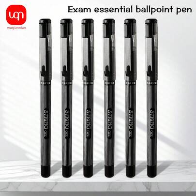 WUQIANNIAN 3/6/12pcs Classic Black Signature Pens With A 0.5mm Bullet Tip Design, Smooth And Suitable For Daily Study, Office Work, And Back-To-School Season Use.