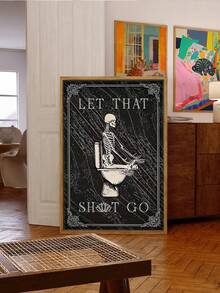 1 pieza Póster de lienzo con temática de calavera, impresión vintage de calavera para decoración de baño, arte de pared decorativo, pintura de arte en lienzo, pintura impermeable, arte impreso, sin marco