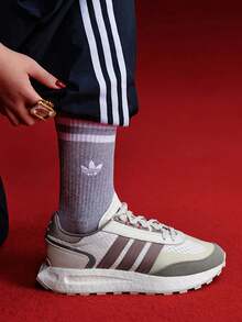 Adidas VL Court Bold Classic Sneakers, Thick Sole Casual Trainers, "T-Toe Shoes", Daily Styling Thick Bottom T-Shaped Toe, Modern And Classic Elements, Rubber Outsole With EVA Insert, Leather And Synthetic Material Lining, Three Stripes And Linear Logo - Red - View 5