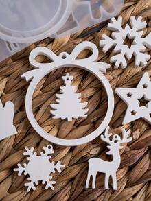 DIY Christmas Pendant Silicone Mold, Home Decor, Room Decor, New Year Decor, Wall Decor, DIY Epoxy Resin Plaster Mold, Gift For Women, Winter Gift, Gift For Best Friend, DIY Gift - White Silicone Mold - View 5