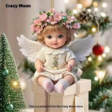 1/4 pièces Pendentif ange en acrylique, accessoires de voiture, ornements de Noël pour la maison des femmes, décorations d'arbre de Noël, fournitures de fête amusantes pour les vacances