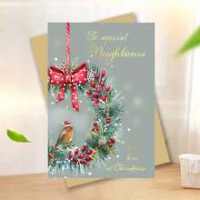 بطاقة عيد الميلاد الفريدة مع مغلف - مثالية للجيران والأصدقاء وتحيات العطلات، تصميم احتفالي مع الأوراق المقدسة والتوت والطيور، مثالية لتمنيات المواسم الخاصة والمناسبات الخاصة، بطاقات عيد الميلاد - متعدد الألوان - مشاهدة 13