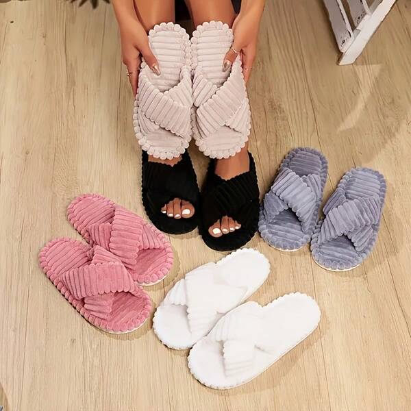 Women's Slippers - Soft And Warm EVA Sole, Thick Cushioned Indoor House Slippers, Solid Color Casual Winter Slippers, Suitable For Home And Outdoor Use, Washable, Comfortable House Shoes, Plush Lining, Non-Slip Sole, Indoor Shoes, Minimalist Design, Cozy Lining, Unisex Shoes, Couples Slippers, Women's Slippers, Women's House Slippers, Women's Shoes