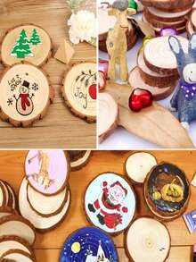 Unfinished Wood Slices With No Hole,1pc 1.96-4.7Inches Natural Wooden Circles With Bark For DIY Crafts, Christmas Ornament, Decoration