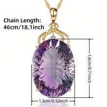 1 Piece Women's Luxurious Palace Style Large Oval Purple Synthetic  Necklace - Vintage Style White Gold Plated Inlay, With Transparent Embellished Frame, Deep Violet Center Stone, Elegant Gift For Valentine's Day, Anniversary, Party And Casual Outfits, Exquisite Chain For Banquets And Vacations, Large Women's Necklace - 紫色的 - 查看 4