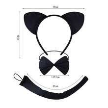 新款时尚表演动物头带，豹纹猫黑猫头带套装，个性化派对表演可爱蓬松豹猫耳朵头带组合 - 彩色 - 查看 3