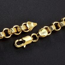 Vintage 750 Italian 3D Round Interwoven Hand Carved Texture Collarbone Necklace With Hip-Hop Street Style Suitable For Men Daily Party And Holiday Wear - Gold - View 4