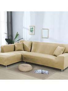 1 tấm bọc ghế sofa co giãn bằng cao su latex màu trơn, kiểu dáng hiện đại, dùng được cả bốn mùa, phủ kín toàn bộ ghế sofa, thân thiện với thú cưng, có thể giặt máy, trang trí nhà cửa thân thiện với thú cưng, phù hợp cho ghế đơn, ghế đôi, ghế ba, ghế bốn chỗ. - Màu be - Xem 3