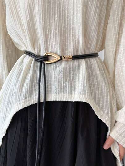 1 件女士打结腰带，时尚简约优雅金色扣腰绳，百搭连衣裙、外套、衬衫、腰部装饰，适合通勤和所有季节