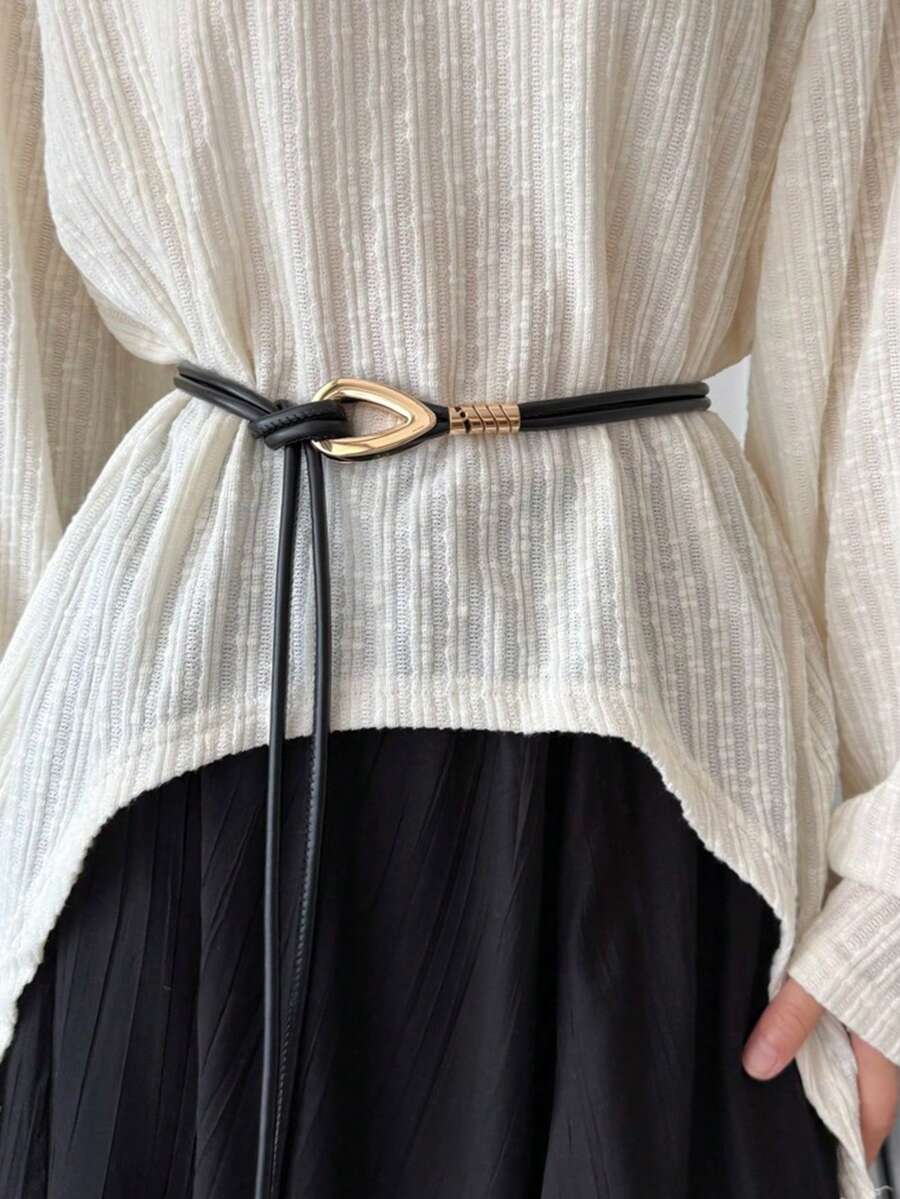 1 件女士打结腰带,时尚简约优雅金色扣腰绳,百搭连衣裙、外套、衬衫、腰部装饰,适合通勤和所有季节 - A - 查看 1