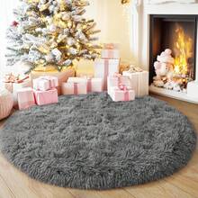 1 pieza Alfombra redonda ultra suave y esponjosa para usar en otoño e invierno, alfombra redonda para tienda de campaña de princesa, alfombra redonda para dormitorio, alfombra esponjosa y linda para habitación de niñas, alfombra de felpa esponjosa para habitación de niños, tienda de campaña, castillo, decoración del hogar, lavable a máquina, resistente a la decoloración, tacto suave, alfombra mullida para sala de estar, dormitorio, decoración de habitación, alfombra de acento, revestimiento de piso y talla grande.