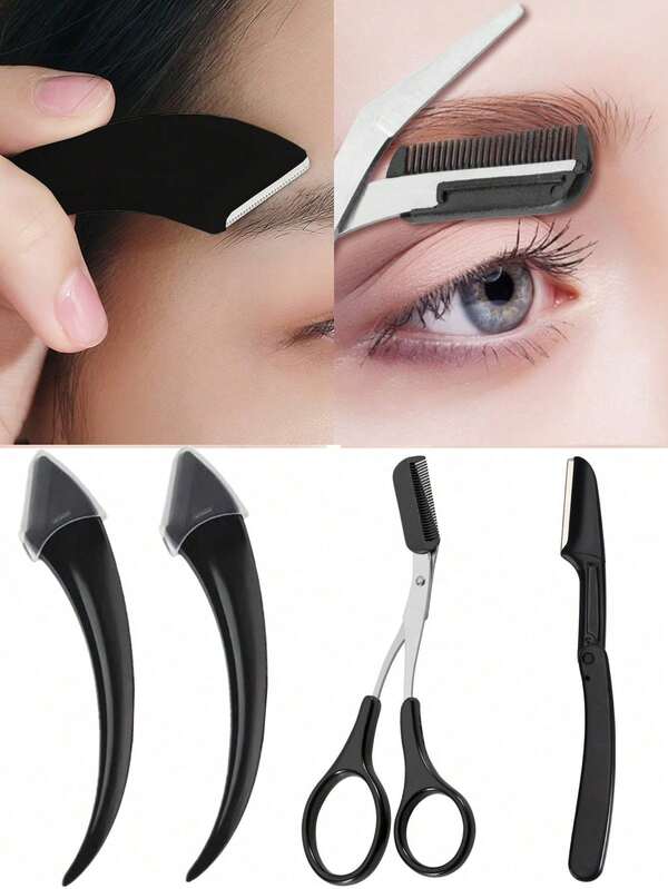 4 قطع / 2 قطعة / 1 قطعة مجموعة ماكينة تشذيب الحواجب من الفولاذ المقاوم للصدأ بشفرة منحنية، مقص حواجب مع مشط، أداة تجميل للمبتدئين مناسبة لجميع أنواع البشرة، ملحقات إزالة الشعر للرجال والنساء، مستحضرات التجميل، رخيصة، ديكور الغرفة، الخزانة، السفر، غرفة النوم، ملحقات المكياج، ماكينة حلاقة الحواجب