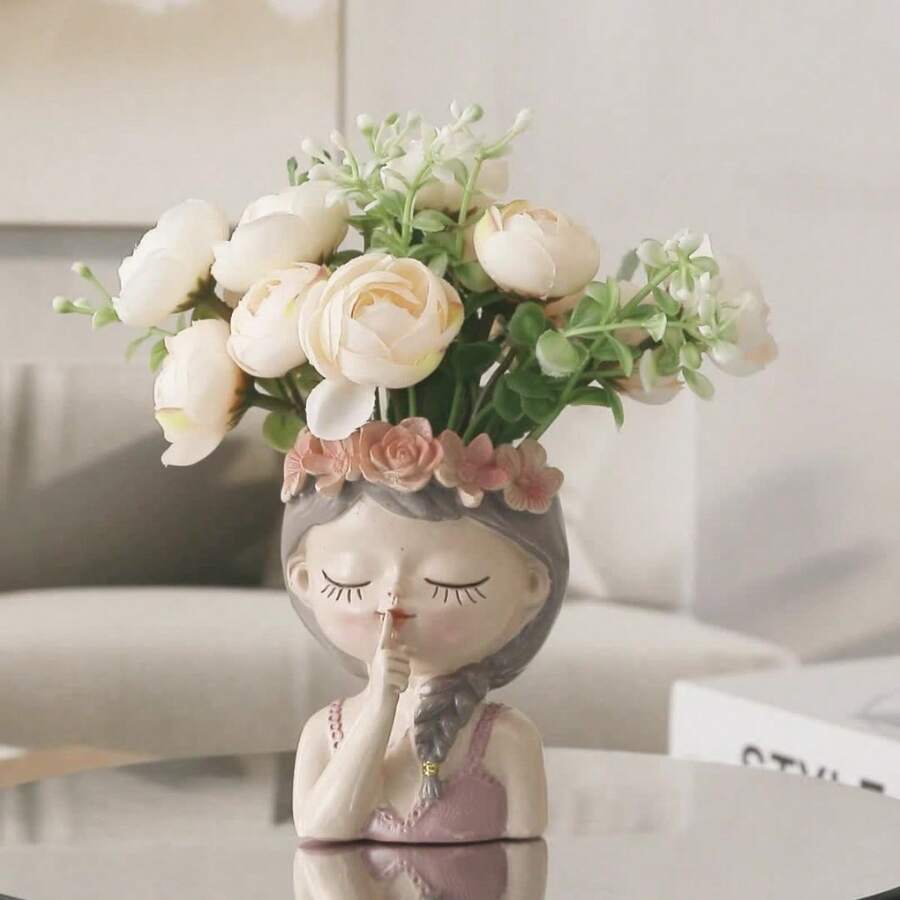 1 Pc Cartoon Cute Fairy Flower Pot - Resin Succulent Plant Pot, Little Girl Shaped Flower Pot - Suitable For Multiple Holiday Decorations, Aesthetic Room Decorations, Home Decorations, Pink Series Home Decorations, Valentine's Day Gifts, Gifts (For Birthdays And Graduations), And Garden Decorations. It Includes Pots For Indoor Home Decoration, Offices, Bathrooms, And Bedrooms | Christmas | Thanksgiving