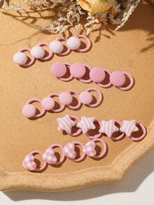 20 pezzi Elastici per capelli con stampa a cuori rosa e plaid, accessori per capelli da principessa o stile kawaii, lacci per capelli versatili che non danneggiano i capelli