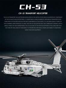 Reobrix No.33037 Ch-53e Helicopter Building Block Set, Cool Tail Wing Body, Airplane Assembly Building Block Toy, Multifunctional Assembly Toy Model, Christmas & Halloween Decoration, Suitable As Gifts For Birthday Christmas, Halloween, Thanksgiving, New Year(2192pcs). - Xám - Xem 5
