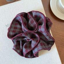 1 pieza Coletero de 4 capas a cuadros, cinta de pelo de lujo con sensación de alta gama para coleta baja, accesorio de pelo retro para moño, accesorios de mujer para maquillaje, gimnasio en casa, accesorios para la cabeza, banda elástica - Multicolor - Ver 7