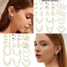 20G Cartilage Earrings For Women Helix Earrings Flat Back Earrings 316L Stainless Steel Star Moon Butterfly CZ Cartilage Stud Earrings Small Hoop Chain Dangle Helix Tragus Piercing Jewelry