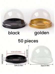 50pcs Mini Cake Boxes, Transparent Plastic Small Cupcake Boxes With Round Dome Lids, Sets Of Thickened Round Egg Yolk Pastry Packaging Boxes With Lid And Bottom Dessert Cake Tray Single Dessert Transparent Packaging Box
