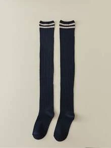 1 Pair Women's Striped Over-The-Knee Socks, Fashionable, Versatile, Long Tube Socks Suitable For Various Occasions