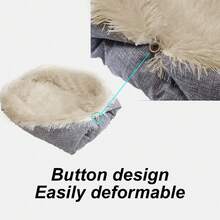 1 chiếc nệm ngủ ấm áp hình thỏ nhồi bông 2 trong 1 có thể gấp gọn, thảm lông dài mềm mại cho thú cưng/mèo nhỏ, thích hợp cho mùa thu/đông - Nhiều màu - Xem 6
