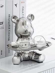 Keychain Bowl Tray Bear Statue Ceramic Key Holder Candy Dish Tray For Keys Lipsticks Candy Jewelry And Small Objects Creativity Piggy Bank Animal Sculpture Home Decor Or Office Living Room Bedroom Accessory Gifts For Men And Women Desk Essential Accessories - Multicolor - View 2