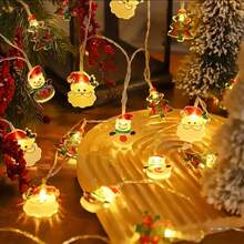 1 pieza 10/20/40 LED Luces de Navidad para niños, luces de hadas, con diseños de muñeco de nieve, Papá Noel, árbol de Navidad, a pilas, adecuadas para Navidad, vacaciones, Acción de Gracias, Año Nuevo, hogar, fiesta, interior, alféizar de la ventana, chimenea, guardería, decoración de dormitorio y regalos de Navidad (baterías no incluidas)