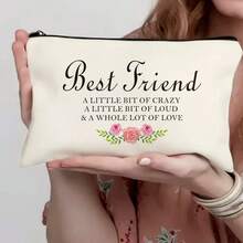 [Je t'aime sœur Sac] Sac cosmétique portable "Je t'aime sœur" pour femmes, organisateur zippé multifonction, non imperméable, sans alcool, trousse de toilette de voyage, cadeaux de Noël, pochette, voyage, cadeaux pour femmes, accessoire de voyage pour femmes, pochette, pochette/petit sac à main, organisateur de maquillage, pochette, porte-pinceau, mini pochette, pochette grande capacité, cadeaux pour femmes, cadeaux de Noël, idées cadeaux pour femmes - Beige - Voir 19