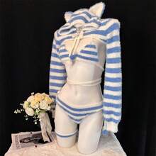 SENMHS Reverse Bunny Sexy PU Leather All Season - Dg10 Blue - View 8