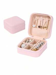 PU Jewelry Storage Box, Travel Jewelry Box, Portable Jewelry Storage Box, Large Capacity Jewelry Storage Box,Multifunctional Double Layer Jewelry Storage Box, Dressing Table Storage Box, Waterproof Large Capacity ,Simple Travel And Home Jewelry Box, Suitable For Necklaces, Earrings, Rings, Bracelets, Portable Travel Jewelry Storage Box, Valentine's Day Gift, Wedding Gift.