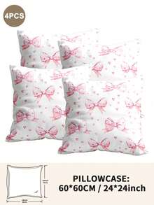 1个/2个/4个可爱蝴蝶结印花枕套（不含枕芯），柔软舒适，四季皆宜 - 彩色 - 查看 21