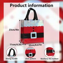 6/10/20 buc pungi cadou de Crăciun cu design Moș Crăciun, mărime medie, poliester reutilizabil, pungi pentru cadouri festive, decor de sărbători pentru casă și bucătărie, pungi cadou de Crăciun