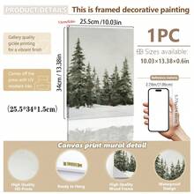 1 件，帆布墙画，带框墙面装饰，复古圣诞老人和圣诞树艺术品，非常适合客厅、卧室或入口处的节日墙面装饰，节日礼物创意，冬季装饰，圣诞节家居装饰，圣诞节