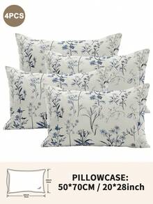 Bộ 1/2/4 vỏ gối in hình cành lá hoa (không bao gồm ruột gối), mềm mại và thoải mái, phù hợp cho mọi mùa. - Nhiều màu - Xem 24