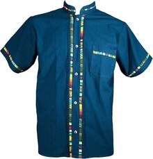Men's Short Sleeve Mexican Guayabera Shirts Made In Mexico, Multiple Colorshalloween - 深綠松石色 - 查看 1