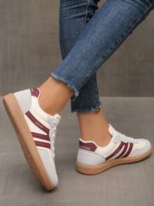 女士户外休闲运动鞋经典款超细纤维皮革复古运动鞋2025新款交叉系带运动鞋简约时尚舒适户外学生网球跑步鞋 - 白色 - 查看 4