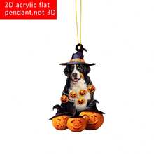 Adornos clásicos de Halloween para el árbol de Navidad con forma de perro: calabaza y murciélago. Etiquetas colgantes para el hogar. - Multicolor - Ver 6