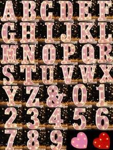 1 pezzo Lettera luminosa a LED rosa brillante, luce notturna a batteria con alfabeto inglese e numeri, luce calda, ottima per proposte, decorazioni per matrimoni, regali di Natale, camere da letto di ragazze, hotel, feste, decorazione di ristoranti, compleanni, matrimoni e Natale